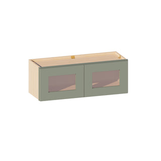 Sage Breeze - 33"W × 12"H Glass-Door Wall Cabinet