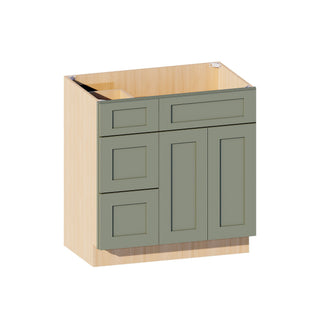 Sage Breeze - 33"W Offset-Sink Vanity Combo Cabinet (Drawer on Left)