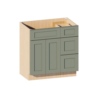 Sage Breeze - 33"W Offset-Sink Vanity Combo Cabinet (Drawer on Right)