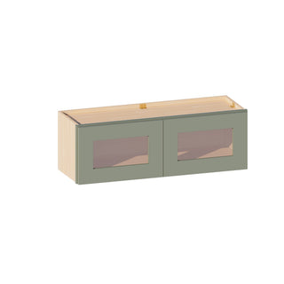 Sage Breeze - 36"W × 12"H Glass-Door Wall Cabinet