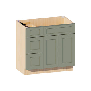 Sage Breeze - 36"W Offset-Sink Vanity Combo Cabinet (Drawer on Left)