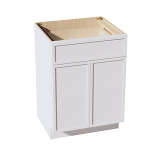 SF - VB2421: Frost White Slim Shaker 24"W x 34 - 1/2"H x 21"D 2 Doors & 1 Drawer Double Door Vanity Base Cabinets - homecabinets