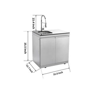 Silver - 304 Stainless Steel Modular Outdoor Kitchen Double - Door Sink Cabinet - homecabinets