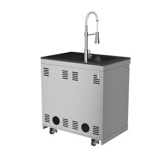 Silver - 304 Stainless Steel Modular Outdoor Kitchen Double - Door Sink Cabinet - homecabinets
