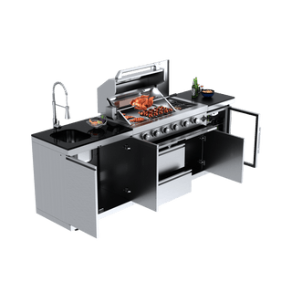 Silver - 3PC 304 Stainless Steel Modular Outdoor Kitchen with 4 - Burner Grill (Natural Gas) - homecabinets