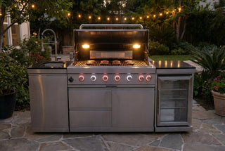 Silver - 3PC 304 Stainless Steel Modular Outdoor Kitchen with 6 - Burner Grill - homecabinets
