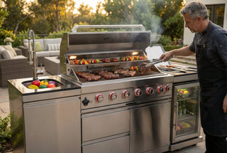Silver - 3PC 304 Stainless Steel Modular Outdoor Kitchen with 6 - Burner Grill - homecabinets