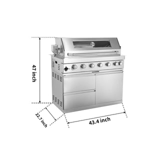 Silver - 43 - Inch 304 Stainless Steel Modular Outdoor Kitchen 6 - Burner Gas Grill - homecabinets