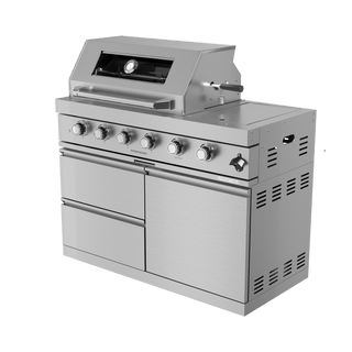 Silver - 46 - Inch 304 Stainless Steel Modular Outdoor Kitchen 4 - Burner Gas Grill with Side Burner - homecabinets
