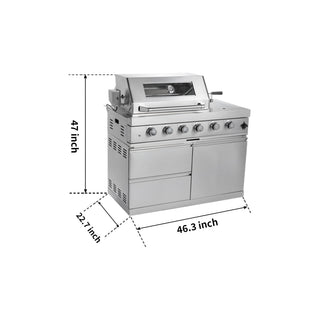 Silver - 46 - Inch 304 Stainless Steel Modular Outdoor Kitchen 4 - Burner Gas Grill with Side Burner - homecabinets