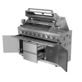 Silver - 58 - Inch 304 Stainless Steel Modular Outdoor Kitchen 6 - Burner Gas Grill with Side Burner - homecabinets