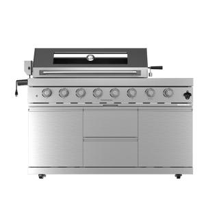 Silver - 58 - Inch 304 Stainless Steel Modular Outdoor Kitchen 6 - Burner Gas Grill with Side Burner - homecabinets
