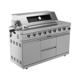 Silver - 58 - Inch 304 Stainless Steel Modular Outdoor Kitchen 6 - Burner Gas Grill with Side Burner - homecabinets