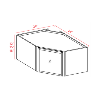 Slim Aston Green - 24"W × 12"H Glass - Door Diagonal Corner Wall Cabinet - homecabinets