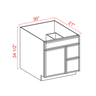 Slim Aston Green - 30"W Offset - Sink Vanity Combo Cabinet (Drawer on Left) - homecabinets
