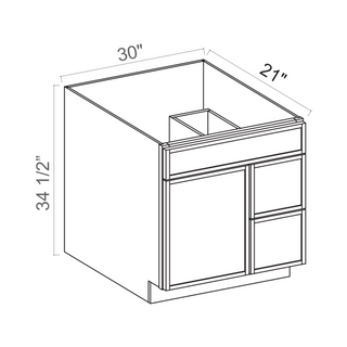Slim Aston Green - 33"W Offset - Sink Vanity Combo Cabinet (Drawer on Left) - homecabinets