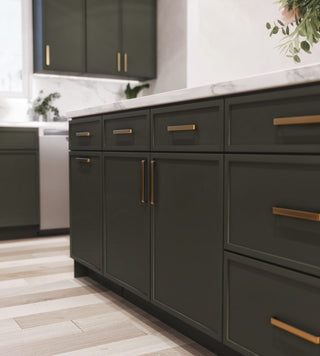 Slim Aston Green - 33"W Offset - Sink Vanity Combo Cabinet (Drawer on Right) - homecabinets