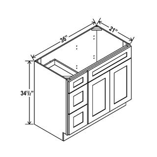 Slim Aston Green - 36"W Offset - Sink Vanity Combo Cabinet (Drawer on Left) - homecabinets