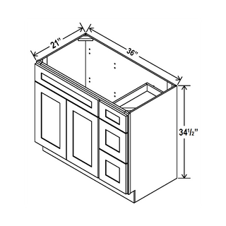 Slim Aston Green - 36"W Offset - Sink Vanity Combo Cabinet (Drawer on Right) - homecabinets