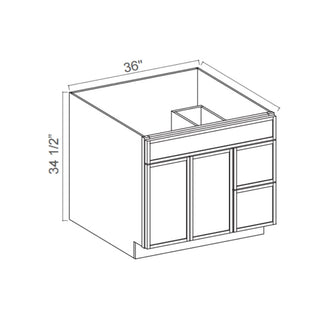 Slim Iron Black - 36"W Offset - Sink Vanity Combo Cabinet (Drawer on Right) - homecabinets