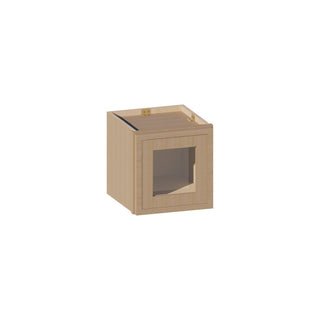 Slim White Oak - 12"W × 12"H Glass - Door Wall Cabinet - homecabinets