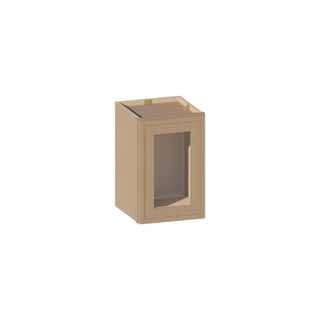 Slim White Oak - 12"W × 18"H Glass - Door Wall Cabinet - homecabinets