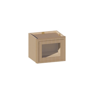 Slim White Oak - 15"W × 12"H Glass - Door Wall Cabinet - homecabinets