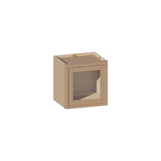 Slim White Oak - 15"W × 15"H Glass - Door Wall Cabinet - homecabinets
