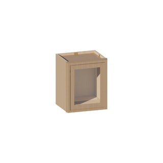 Slim White Oak - 15"W × 18"H Glass - Door Wall Cabinet - homecabinets