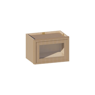 Slim White Oak - 18"W × 12"H Glass - Door Wall Cabinet - homecabinets