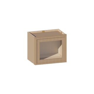 Slim White Oak - 18"W × 15"H Glass - Door Wall Cabinet - homecabinets