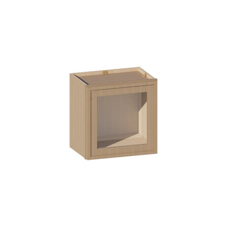 Slim White Oak - 18"W × 18"H Glass - Door Wall Cabinet - homecabinets