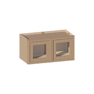 Slim White Oak - 24"W × 12"H Glass - Door Wall Cabinet - homecabinets