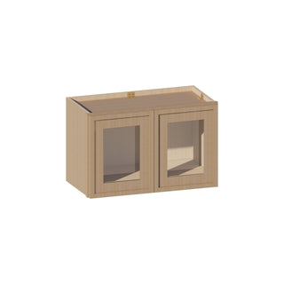 Slim White Oak - 24"W × 15"H Glass - Door Wall Cabinet - homecabinets