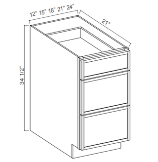 Slim White Oak - 24"W Vanity Drawer Base Cabinet - homecabinets