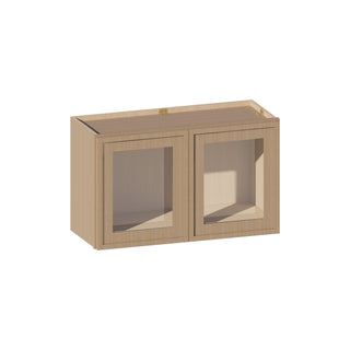 Slim White Oak - 30"W × 18"H Glass - Door Wall Cabinet - homecabinets