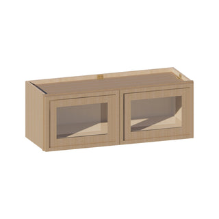 Slim White Oak - 33"W × 12"H Glass - Door Wall Cabinet - homecabinets