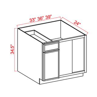 Slim White Oak - 33"W Blind Corner Base Cabinet - homecabinets