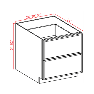 Slim White Oak - 36"W Drawer Base Cabinet - homecabinets