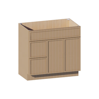 Slim White Oak - 36"W Offset - Sink Vanity Combo Cabinet (Drawer on Left) - homecabinets