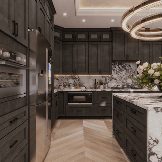 Smokey Ash Shaker 10x10 Kitchen - homecabinets