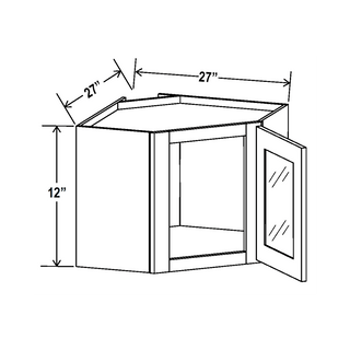 Treasure Chest - 27"W × 12"H Glass - Door Diagonal Corner Wall Cabinet - homecabinets
