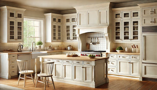 TW-OC3384: Creamy White Shaker 33"W x 84"H x 24"D 2 Doors & 3 Drawers Tall Oven Shelf Cabinets