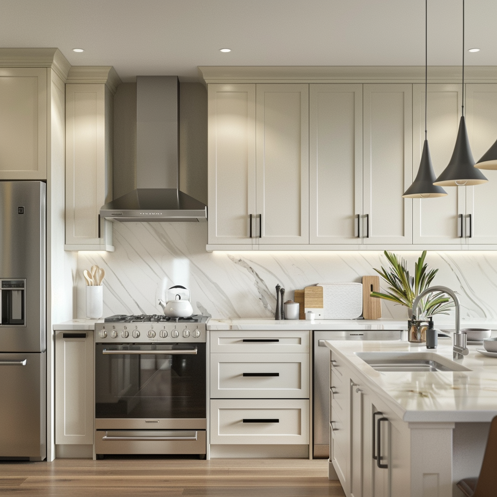 Creamy White RTA Kitchen Cabinets Shaker 10 Ft Basic at Wholesale Price ...