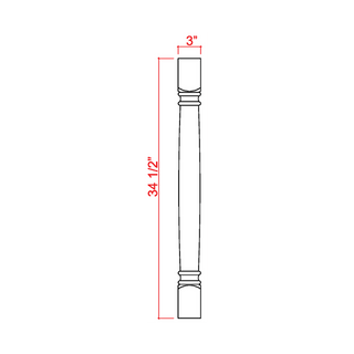 White Oak - 3"W × 34 - 1/2"L Classic Decorative Leg - homecabinets